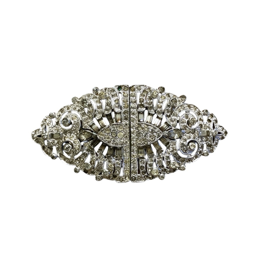 Vintage 1930s Duette Dress / Fur Clips & Brooch